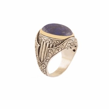 Lapis Taşlı Oval Model Gümüş Yüzük