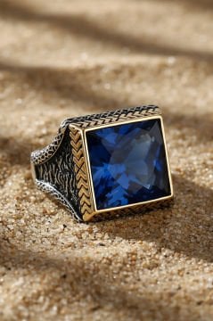 Mavi Zirkon Taşlı Gümüş Yüzük