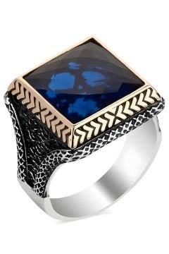 Mavi Zirkon Taşlı Gümüş Yüzük