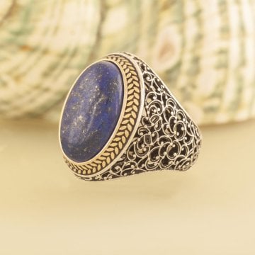 Lapis Taşlı Sarmaşık Model Gümüş Yüzük