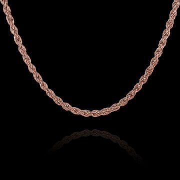 Halat Model 3,00 Milimetre Gümüş Zincir Kolye 55 Cm - Rose Rengi