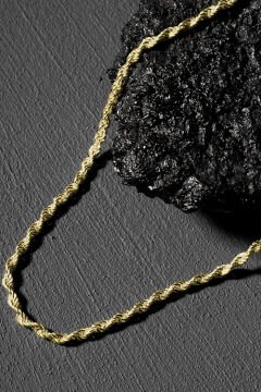 Halat Model 3,00 Milimetre Gümüş Zincir Kolye 60 Cm - Altın Rengi