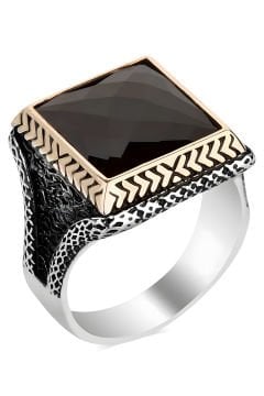 Siyah Zirkon Taşlı Gümüş Yüzük