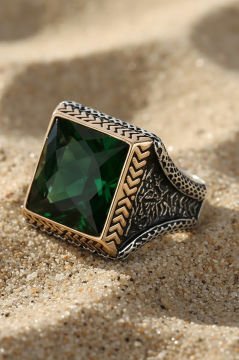 Yeşil Zirkon Taşlı Gümüş Yüzük