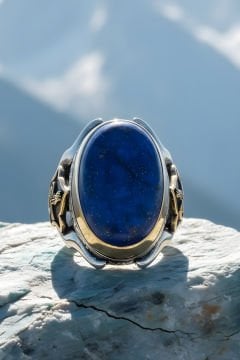 Lapis Taşlı Tuğra Desenli Zambak Model Yüzük
