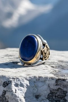 Lapis Taşlı Tuğra Desenli Zambak Model Yüzük