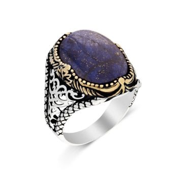 Lapis Lazuli Taşlı Gümüş Erkek Yüzük