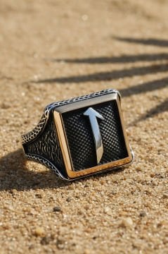 Kare Model Elif Harfli Gümüş Yüzük