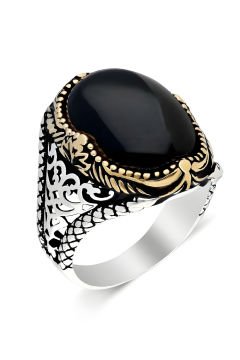 Oniks Taşlı Gümüş Erkek Yüzük