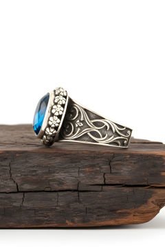 Okyanus Sedefi Taşlı El İşi Gümüş Yüzük