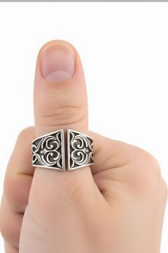 Gravür Desen İşlemeli Baş Parmak Zihgir Yüzüğü