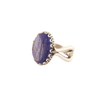 Lale Model Lapis Lazuli Taşlı El İşi Gümüş Yüzük