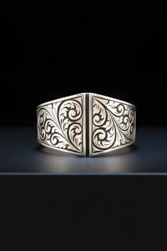 Kalem Desen İşlemeli Baş Parmak Zihgir Yüzüğü