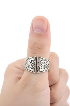 Kalem Desen İşlemeli Baş Parmak Zihgir Yüzüğü