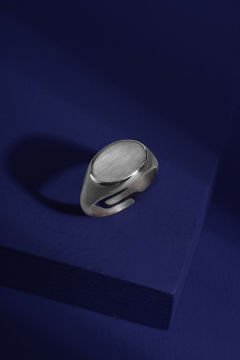 Minimal Model Oval Ayarlanabilir Gümüş Yüzük
