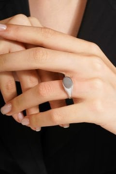 Minimal Model Oval Ayarlanabilir Gümüş Yüzük