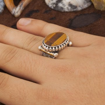 Kaplangözü Taşlı El İşi Gümüş Yüzük