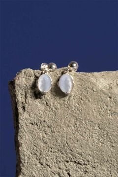 Sedef Taşlı Minimal Gümüş Kadın Küpe