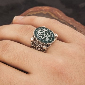 Akik Üzeri Bu da Geçer Yahu Kazıma El İşi Yüzük