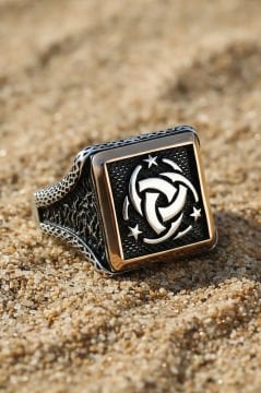 Kare Model Teşkilat-ı Mahsusa Armalı Gümüş Yüzük