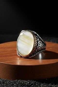 Sedef Taşlı Gümüş Erkek Yüzük