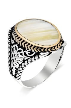Sedef Taşlı Gümüş Erkek Yüzük