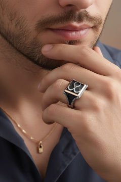 Kare Model Üç Hilâlli Gümüş Yüzük