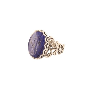 Rumi Model Lapis Lazuli Taşlı El İşi Gümüş Yüzük