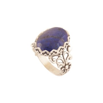 Rumi Model Lapis Lazuli Taşlı El İşi Gümüş Yüzük