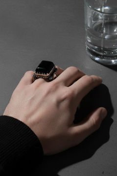 Oniks Taşlı Gümüş Yüzük