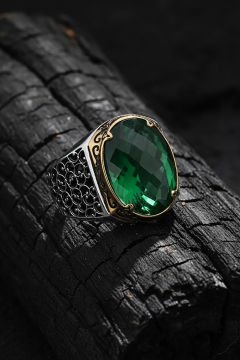 Sarmaşık Model Yeşil Zirkon Taşlı Gümüş Yüzük