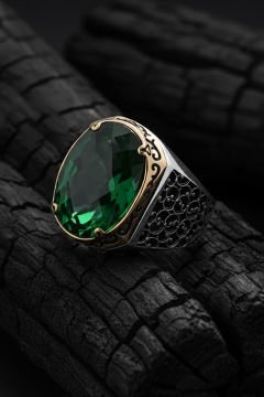 Sarmaşık Model Yeşil Zirkon Taşlı Gümüş Yüzük