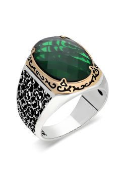 Sarmaşık Model Yeşil Zirkon Taşlı Gümüş Yüzük