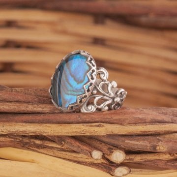 Rumi Model Okyanus Sedefi Taşlı El İşi Yüzük