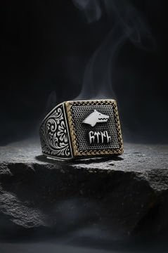 Kare Model Kalem İşlemeli Göktürk Yüzük