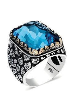 Mavi Zirkon Taşlı Gümüş Yüzük