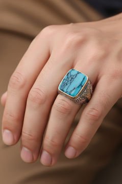 Firuze Taşlı Gümüş Yüzük