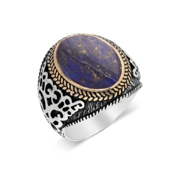 Lapis Lazuli Taşlı Gümüş Erkek Yüzük