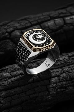 Ay Yıldız Model Taşsız Gümüş Yüzük