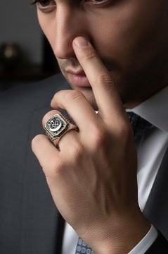 Ay Yıldız Model Taşsız Gümüş Yüzük