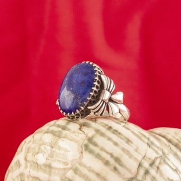Kurdele Model Lapis Lazuli Taşlı El İşi Yüzük