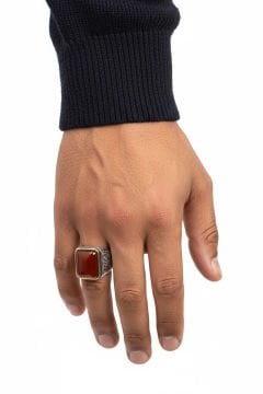 Akik Taşlı Gümüş Yüzük