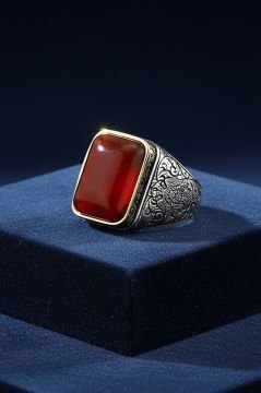 Akik Taşlı Gümüş Yüzük