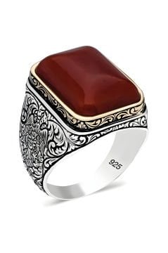 Akik Taşlı Gümüş Yüzük