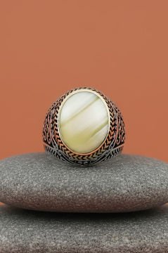 Sedef Taşlı Gümüş Erkek Yüzük