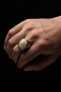 Sedef Taşlı Gümüş Erkek Yüzük