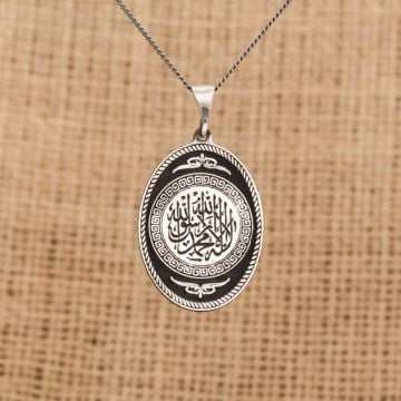 Arapça Kelime-i Tevhid Yazılı Gümüş Kolye