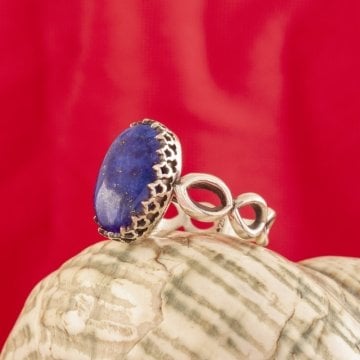 Sonsuzluk Model Lapis Lazuli Taşlı El İşi Yüzük