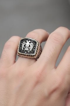 Benekli Model Selçuklu Kartalı Model Taşsız Yüzük