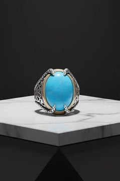 Pençe Model Firüze Taşlı Gümüş Yüzük